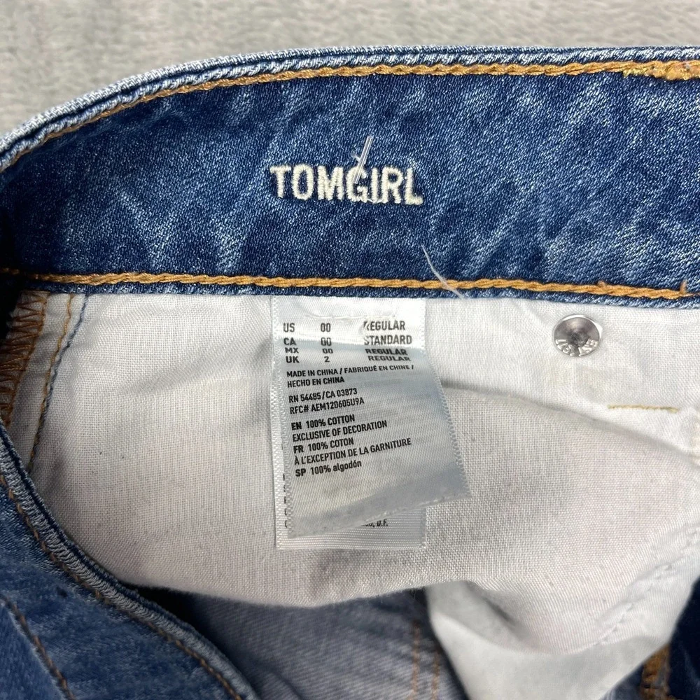 American‎ Eagle Jeans Womens 00 (29x29) Blue Denim Tomgirl Distressed Grunge Y2K